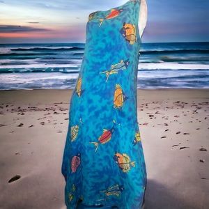 Kactus blue Hawaiian tropical shift dress